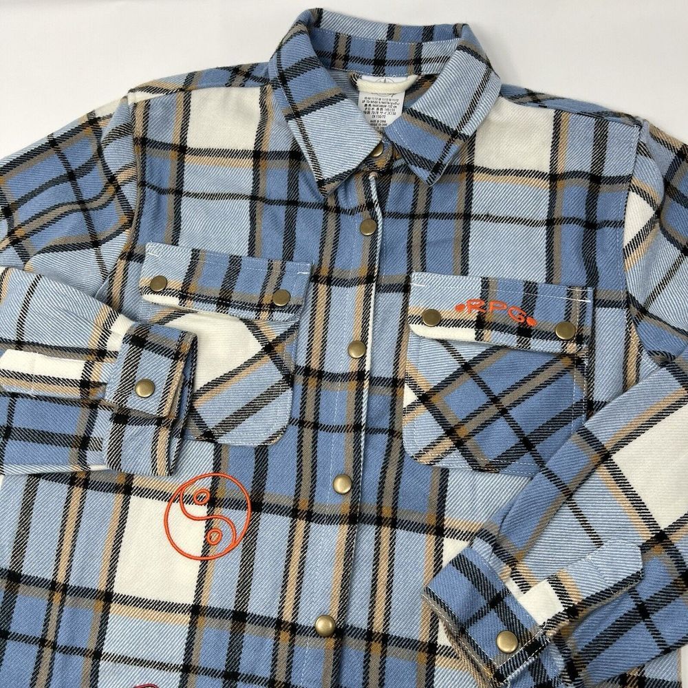 Disney Turning Red Flannel Shirt Kids 11/12 Pandamonium Blue Shacket Snap Button